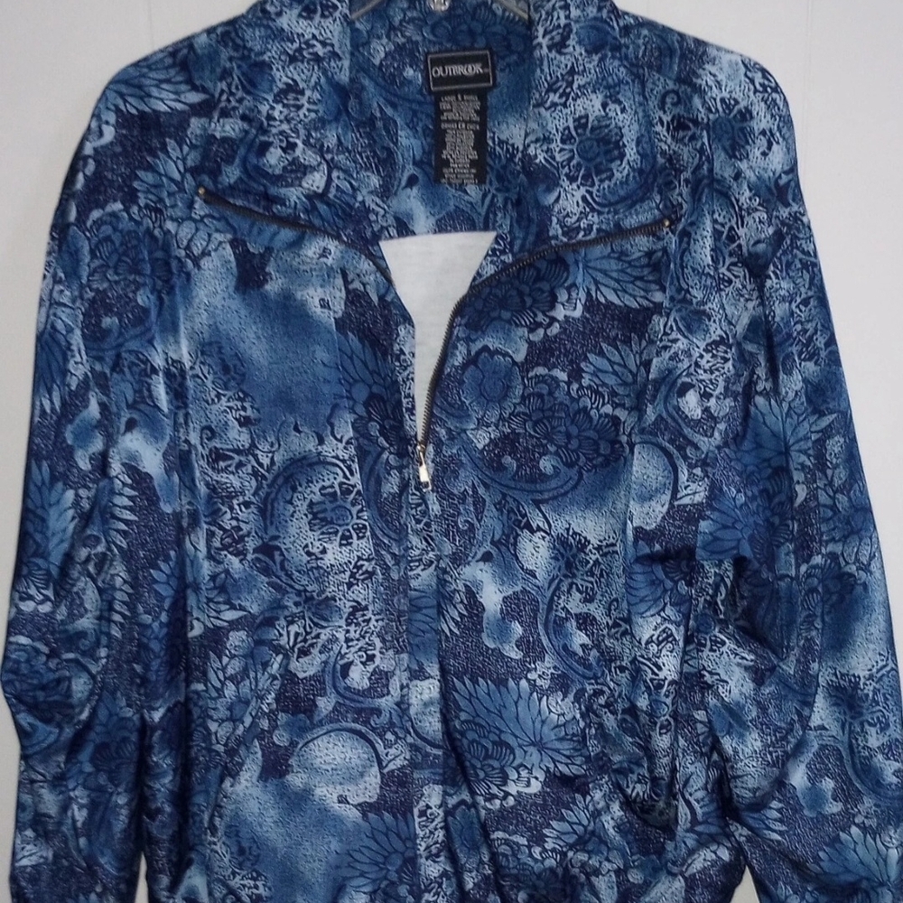 Outdoor Voices Blue Floral-Print Bomber Jacket